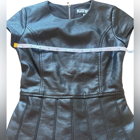 Katie J NYC Junior Eddy Black Vegan Leather Pleated Mini Dress - Picture 4 of 10